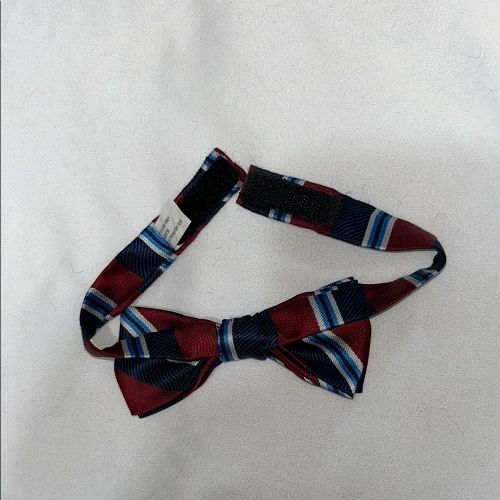 Elegant Striped Bow Tie - Burgundy and Navy